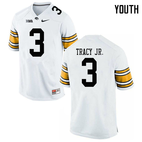 Youth #3 Tyrone Tracy Jr. Iowa Hawkeyes College Football Jerseys Sale-White